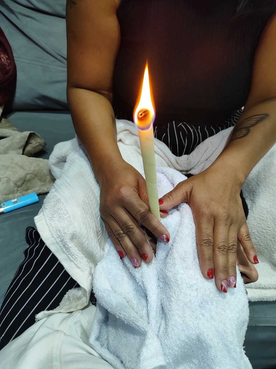 Atendimento de terapia corporal da Drika